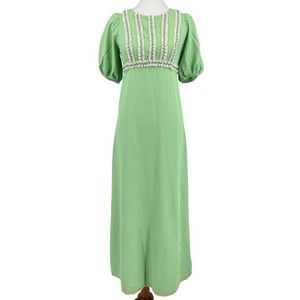 Vintage Dress Small Women's Regency Era handmade Jane Austen Bridgerton green